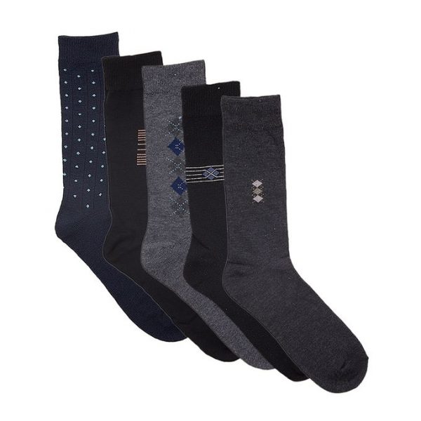 Black Blue Grey Cotton Elegant Socks 12 Pack