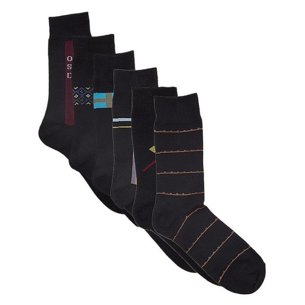 Pack of 6 Black Cotton Classic Socks for Men