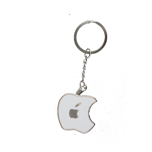 apple logo keychain white