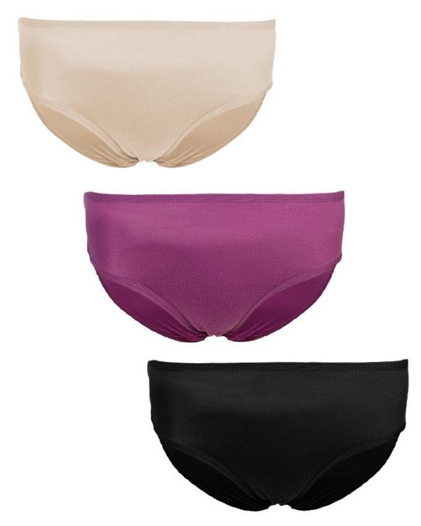 Pack of 3 - Skin, Black & Purple Panties for Women