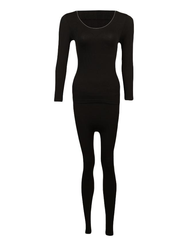 Pack of 2 - Skin & Black Polyester Lycra Thermal Suits : Buy Online At ...