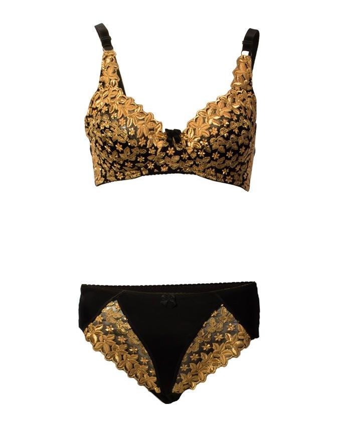 Set Of Golden Mixed Cotton Bra And Panty : Buy Online At Best Prices In  Pakistan