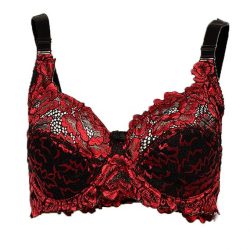 Red Nylon & Lace Lace Bloom Bra
