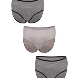 Grey-Black Mixed Cotton Pack of 3 Line Briefs