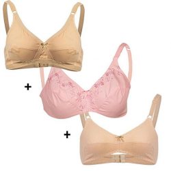 Pack of 3 – Cotton Bras for Women – Skin & Pink
