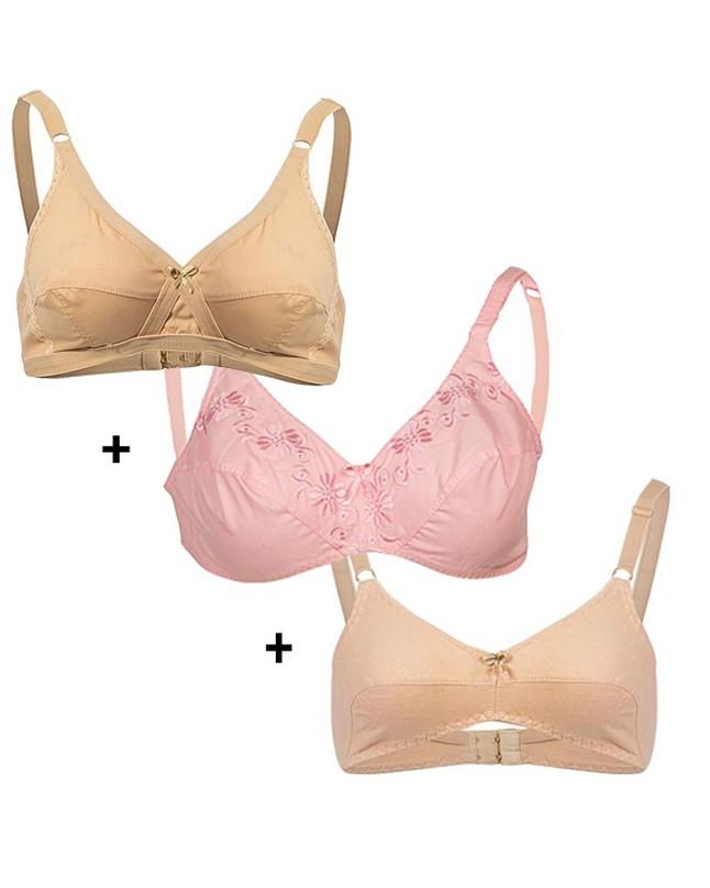 Pack of 3 - Cotton Bras for Women - Skin & Pink : Buy Online At Best