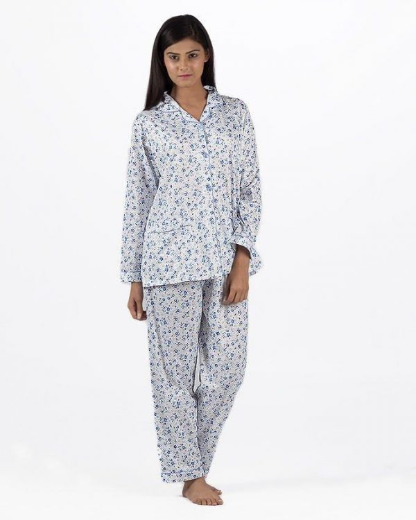 Blue Cotton Nightsuit For Women – Blue Cotton Nightsuit