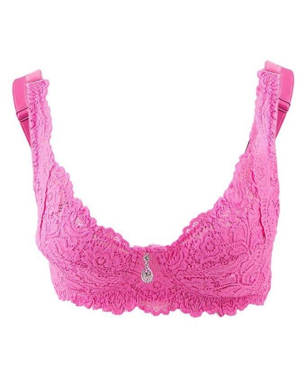 Pink Light Padded European Galloon Lace Bra For Women
