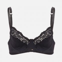 Black Nylon & Net Bra For Women - Rose-32