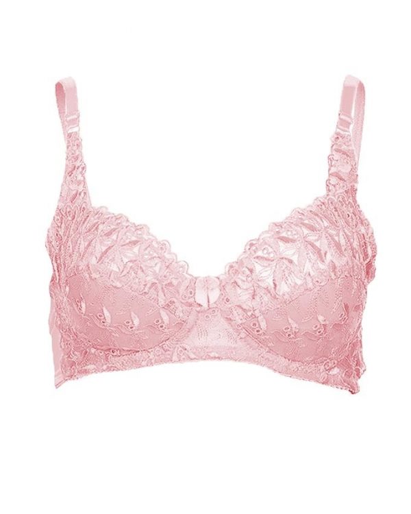 Baby Pink Nylon & Lace Evernew Lace Bra