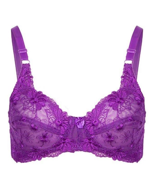 Purple Net & Nylon Flora Bra For Women