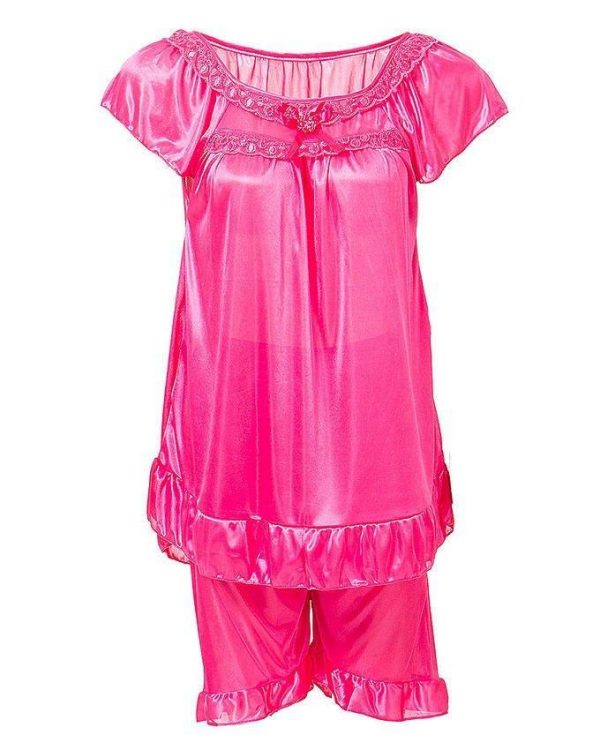 Blush Pink Nylon Short Suit For Women