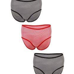 Red-Black Mixed Cotton Pack of 3 Line Briefs