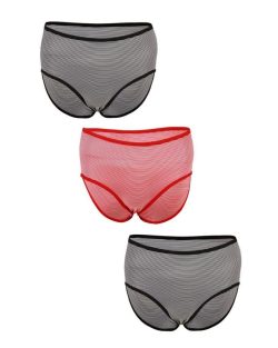 Red-Black Mixed Cotton Pack of 3 Line Briefs