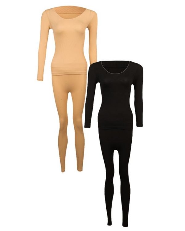 Pack of 2 – Skin & Black Polyester Lycra Thermal Suits