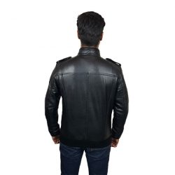 Men Slim Fit PU Leather Jacket B666 Black B