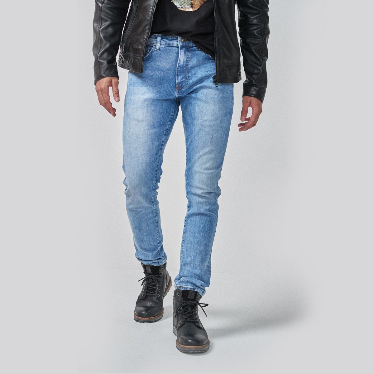 STRETCH & NARROW DENIM PENT MID BLUE WASH : Buy Online At Best Prices ...