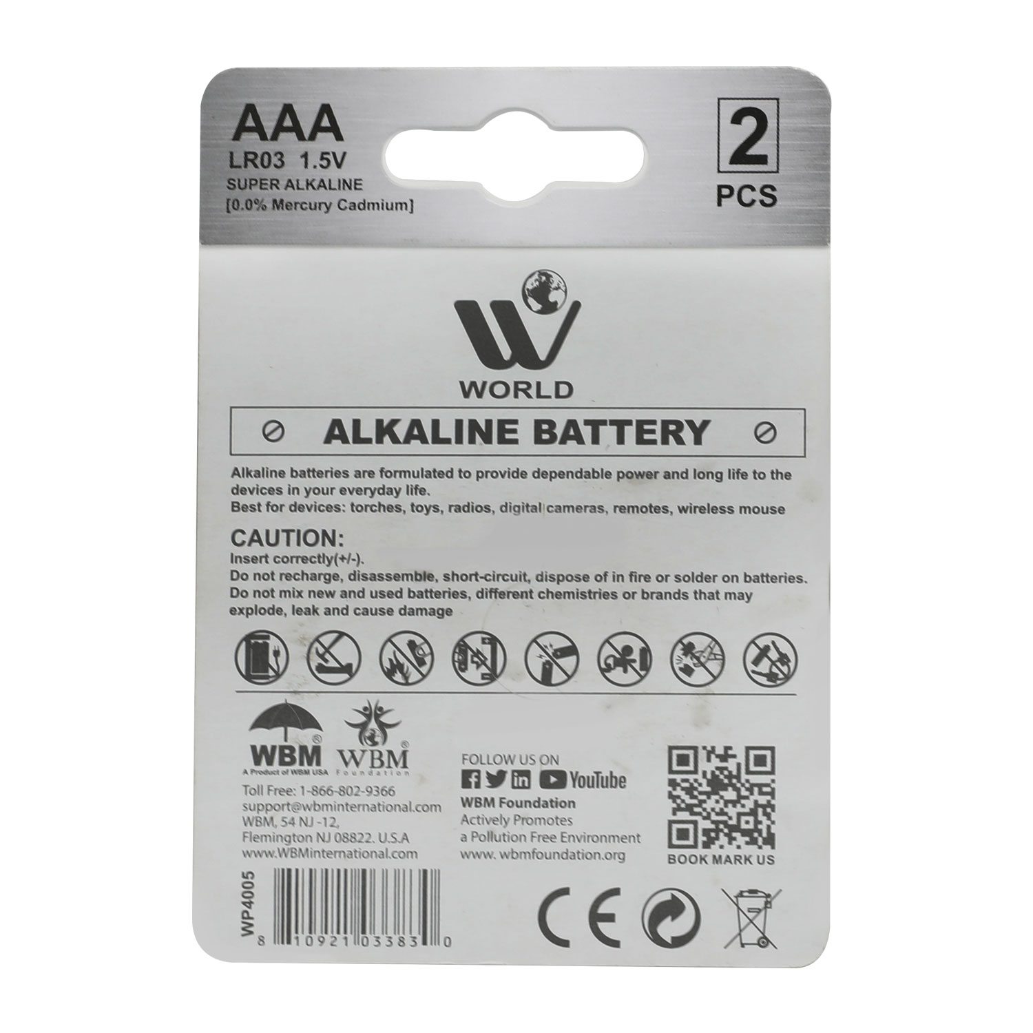 W World High Quality Alkaline Batteries 2Pcs : Buy Online At Best ...