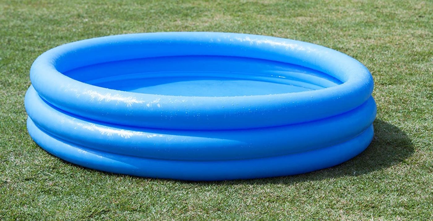 blue inflatable ring pool