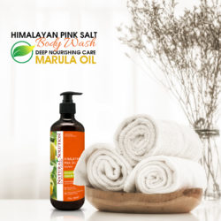 marula oil with pink salt body wash