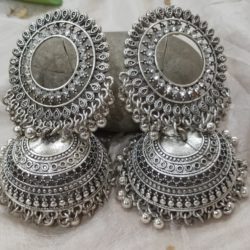Silver Mirror Jhumky