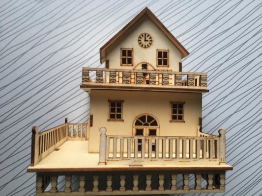 Wood Made Banglow Toy With Lights A