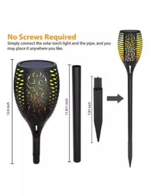 Led Flickering Flame Solar Lamp Pcs