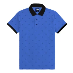 all over printed unique collar polo shirt front