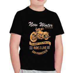 boy s motor bike printed black tee shirt side