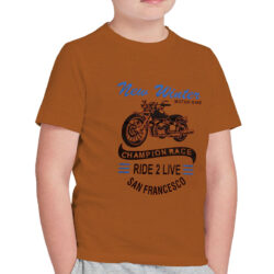 boy s motor bike printed mustered tee shirt side