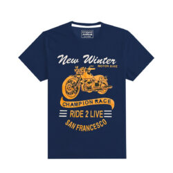 boy s motor bike printed navy tee shirt front