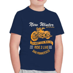 boy s motor bike printed navy tee shirt side