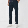 branded navy narrow cotton pant front