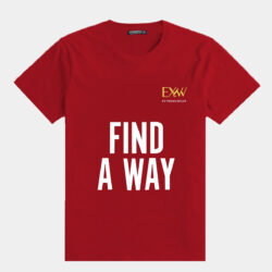 red find a way printed tee shirt front