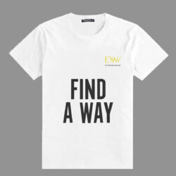 white find a way printed tee shirt front