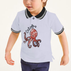 boys octopus printed tipping collar polo shirt a
