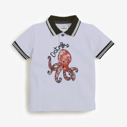 boys octopus printed tipping collar polo shirt b