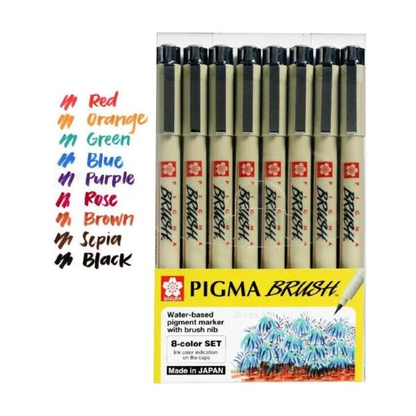 Sakura Pigma Brush Set Multi Colours Archival Ink Art Pens Pack Of Colour