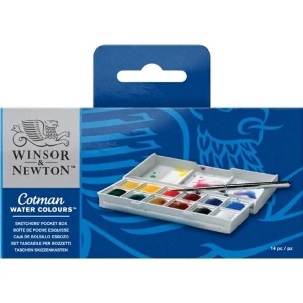Winsor AND Newton Cotman half pans Water Colors Sketchers Pocket Box a