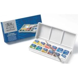 Winsor AND Newton Cotman half pans Water Colors Sketchers Pocket Box b