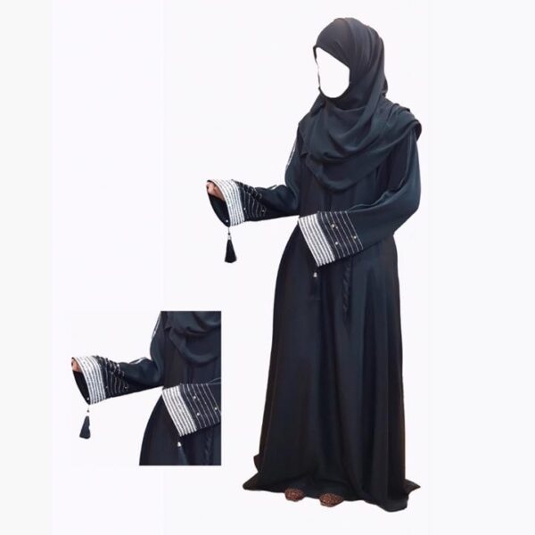 ladies embroidery stone abaya with stoller