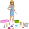d barbie play and wash pets playset fxh