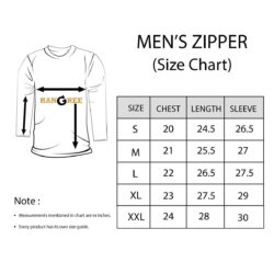 size chart MEN S ZIPPER x x x x x x x x x bbe ce bb ecdc x